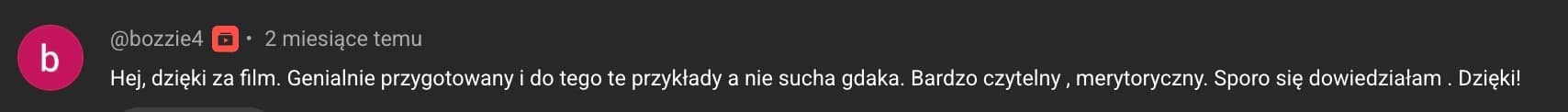 Komentarz widza po materiale edukacyjnym Mvideo