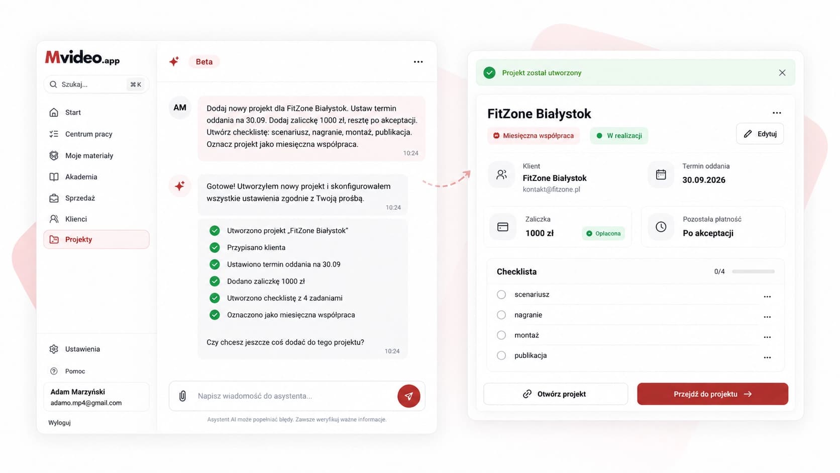 Conceptual preview of the AI assistant in Mvideo App